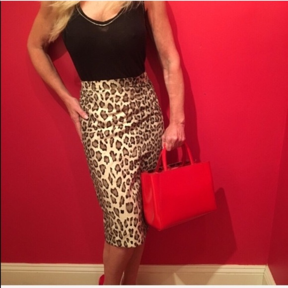 Dresses & Skirts - VELVET LEOPARD PENCIL SKIRT MINT